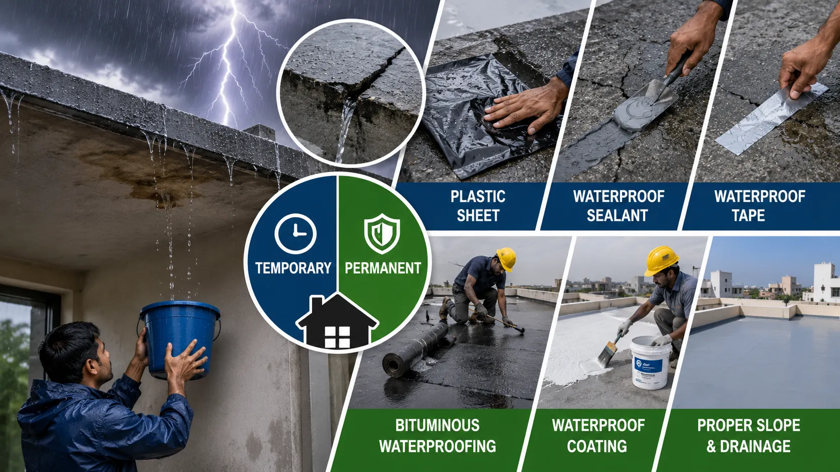 how to fix leaking roof during monsoon